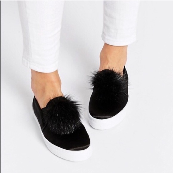 Betsey Johnson Shoes - Betsey Johnson Fur Pom Pom Slip On Loafer Sneaker